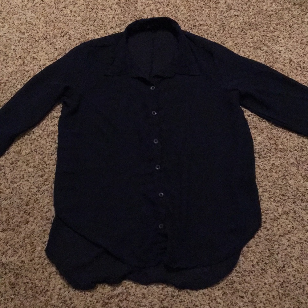 Forever 21 Sheer Navy Button Down